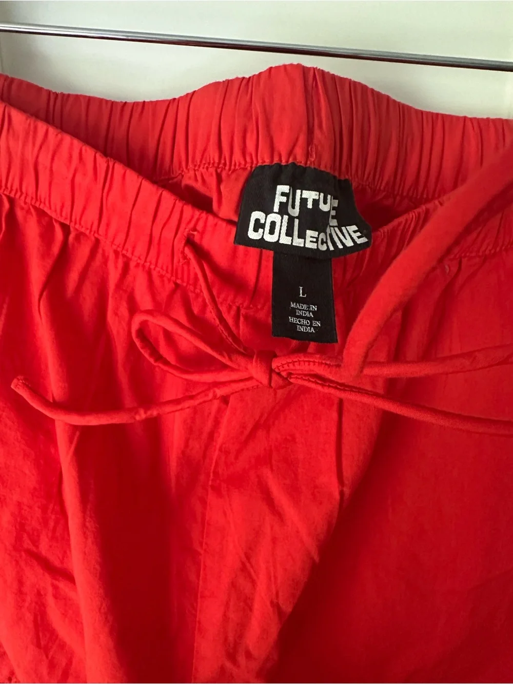 Future Collective Red Eyelet Shorts & Matching V-Neck Tie Front Top Matching Set